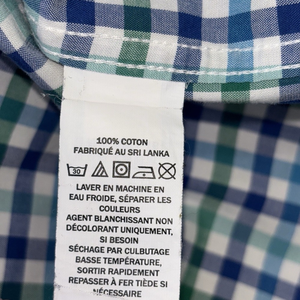L.L.Bean Blue Green Plaid Wrinkle Free Slightly Fitted Button Down Shirt Large - Picture 4 of 5